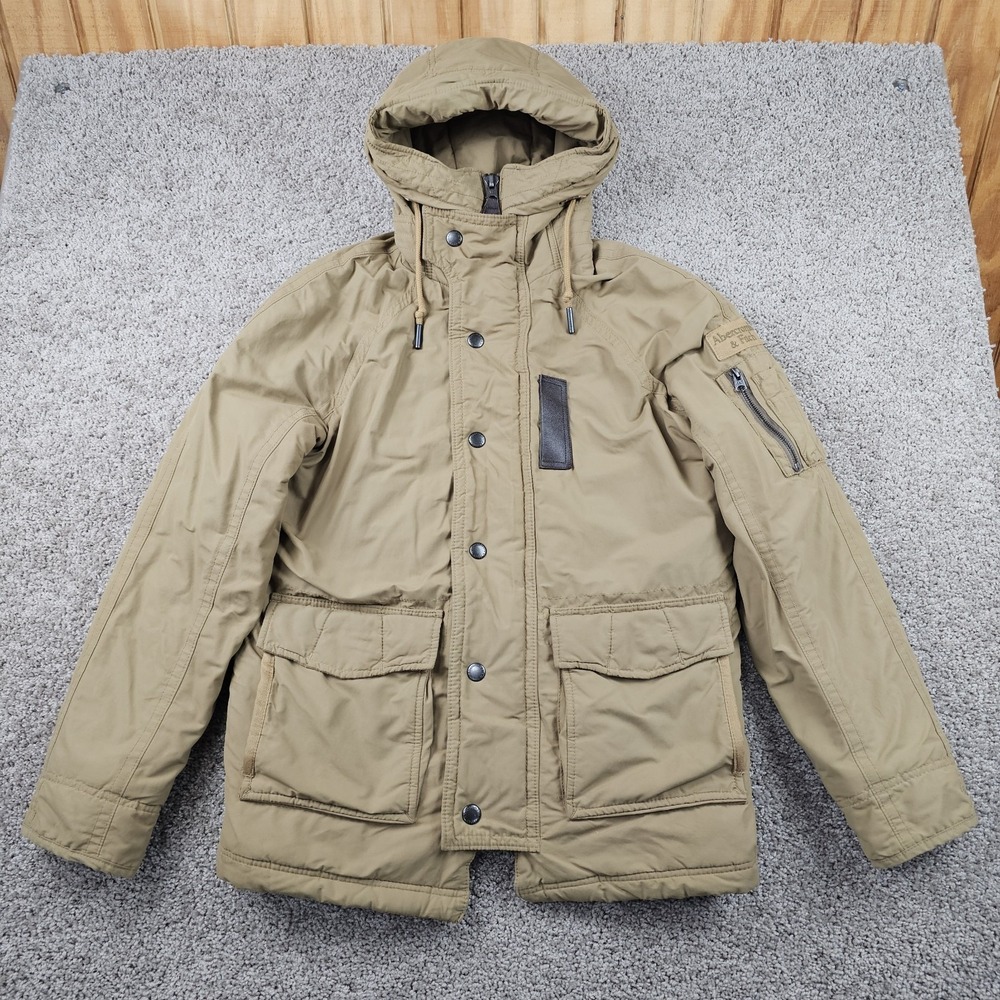 Abercrombie & Fitch Mens S Tan Hooded Parka Jacket A&F Premium Outerwear